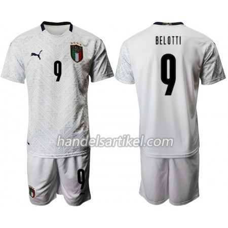 Italien Andrea Belotti 9 Kinder Auswärts Trikotsatz Euro 2020 Kurzarm (+ Kurze Hosen)